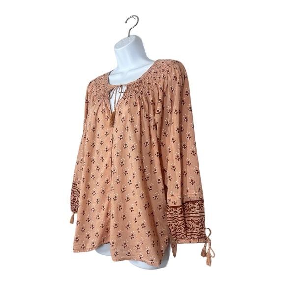 Cleobella Rue Blouse Womens Large Organic Cotton Boho Peasant Petal Pink Top - Picture 2 of 15